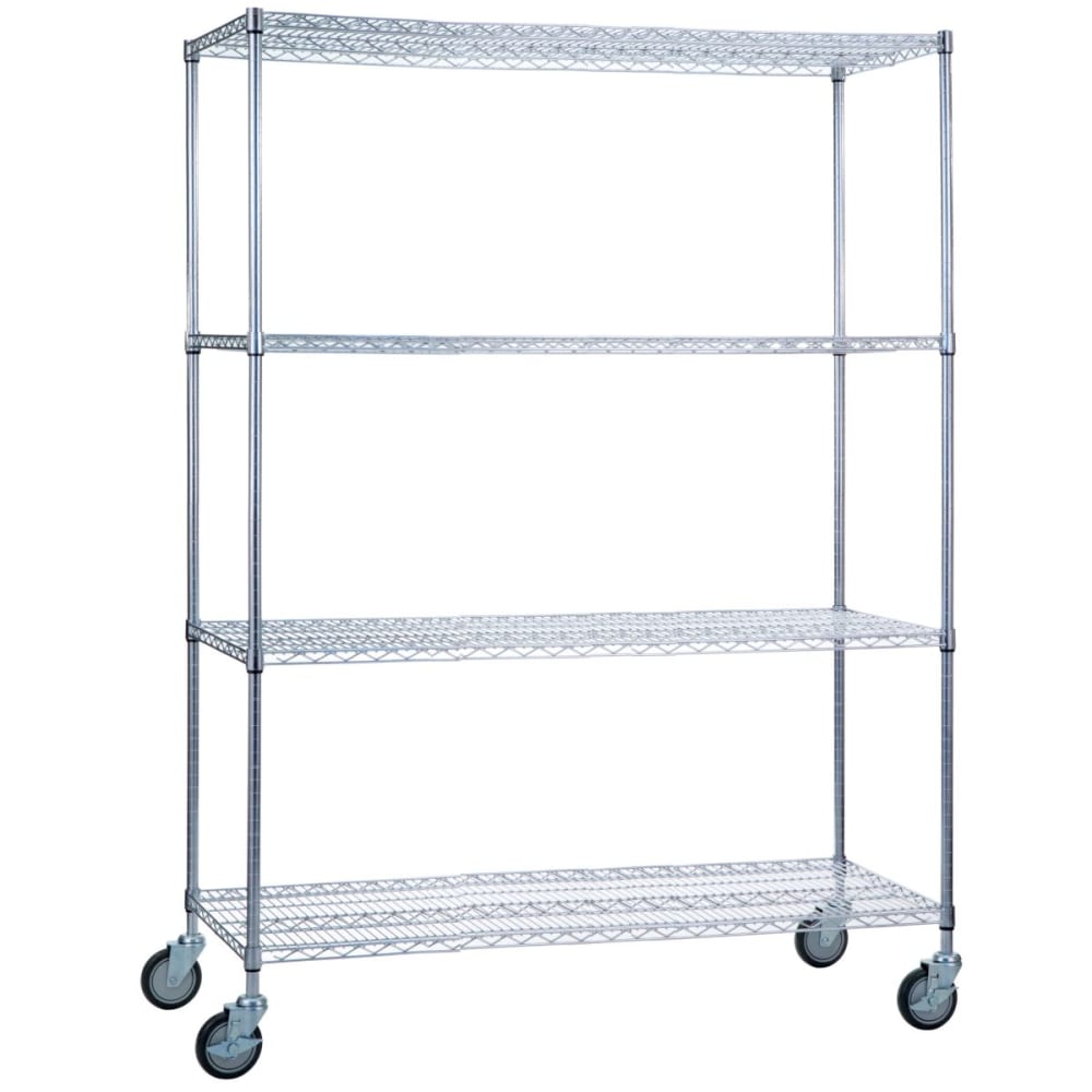 R&B Wire Rolling Wire Shelving Cart 18 x 60 x 78 With Wire Shelves